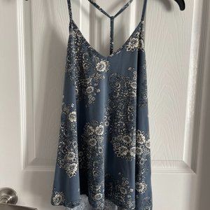 Tres Bien Spaghetti Strap V Neck Flowy Tank